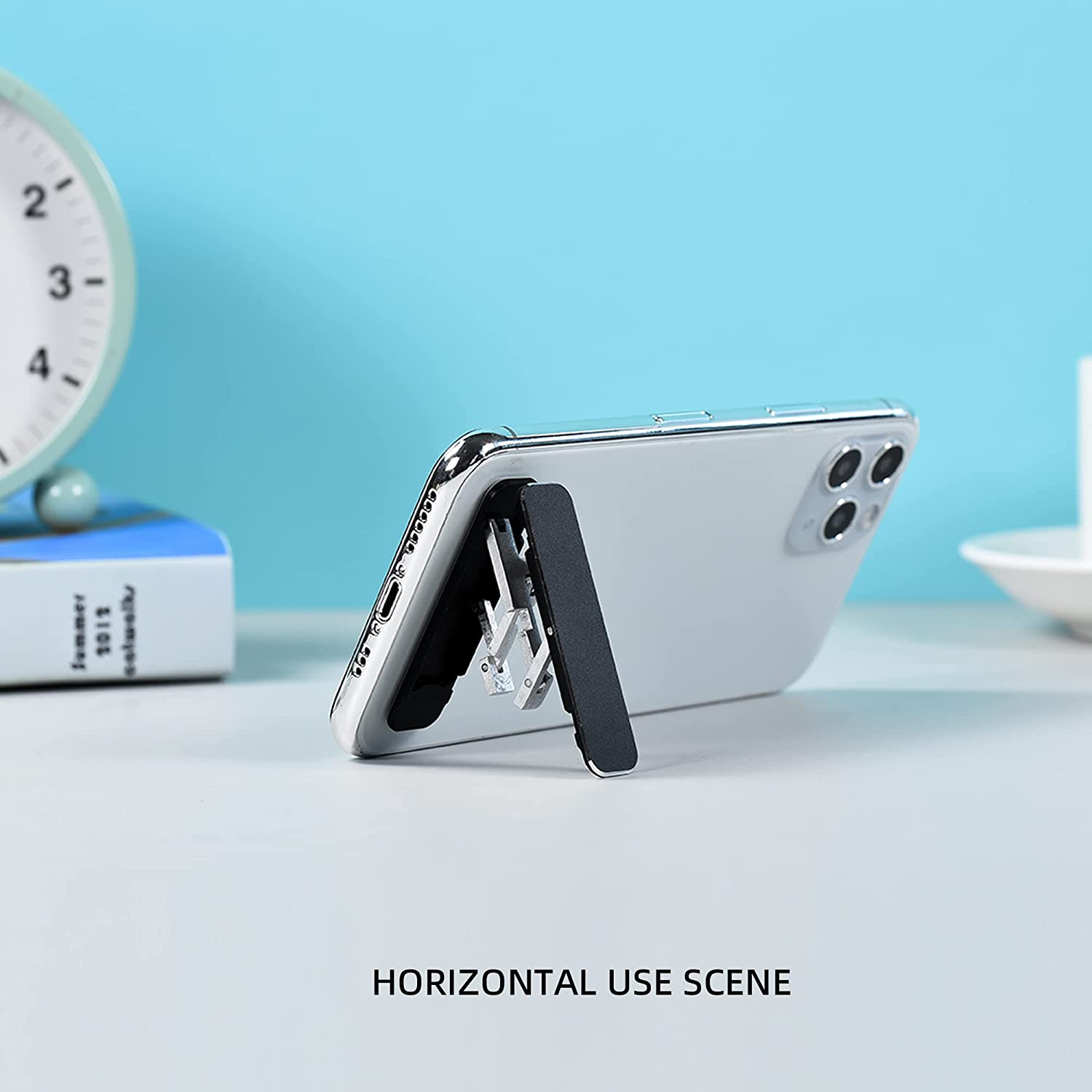 VEVOOD Mobile Phone Desktop Llazy Bracket Flat Back Support Shelf Multi-Functional Portable Aluminum Alloy Foldable Ssmall Bracket (Black)