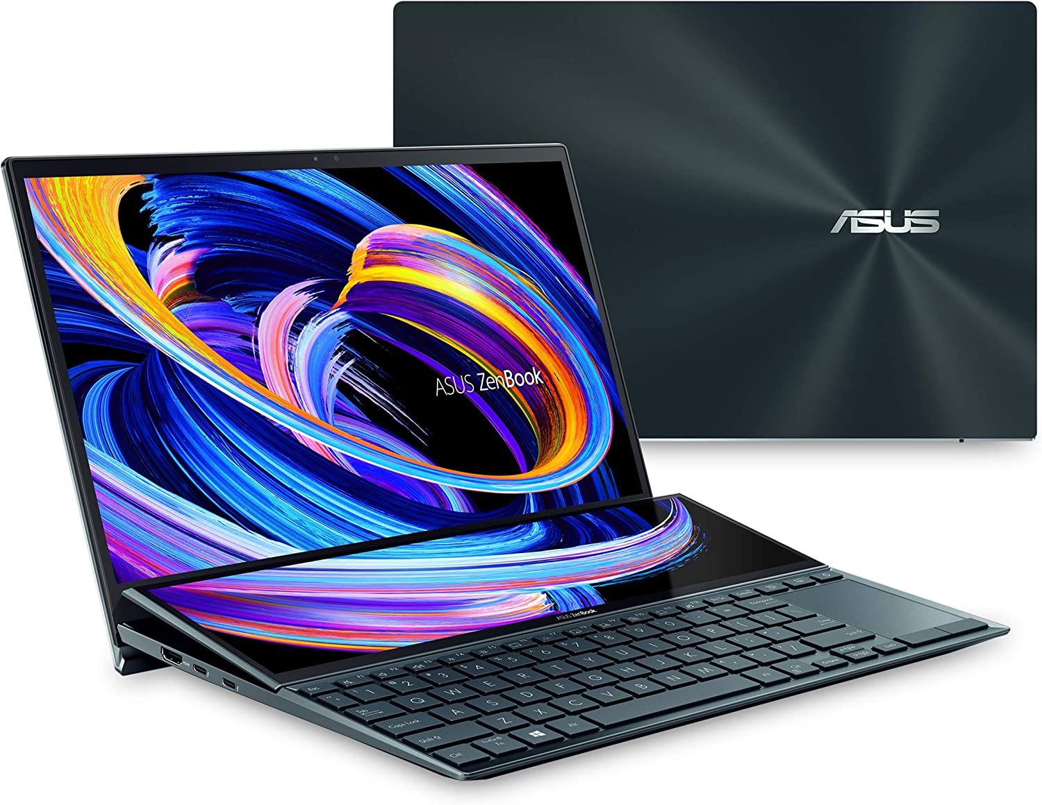 ASUS ZenBook Duo 14 UX482 14” FHD NanoEdge Touch Display, Core i7-1195G7, GeForce MX450, 16GB RAM, 1TB SSD, ScreenPad Plus, Windows 11 Pro, WiFi 6E Celestial Blue, UX482EGR-XB74T