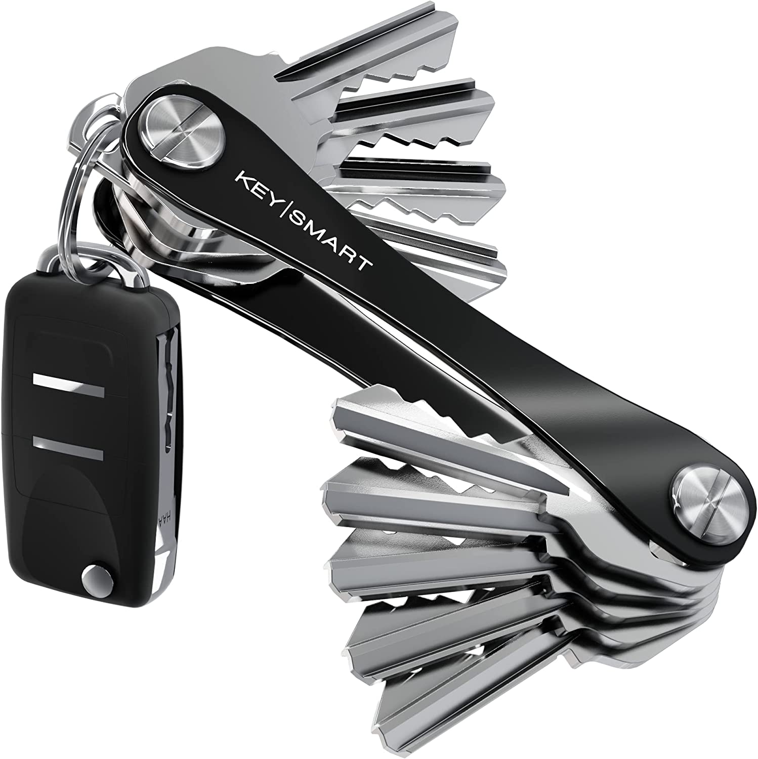KeySmart Compact Minimalist Pocket-Sized Key Holder and Key Organizer, EDC Key Carrier w Key Ring Loop Piece for Car Key Fob Keychain Accessories for Men, Husband and Dad
