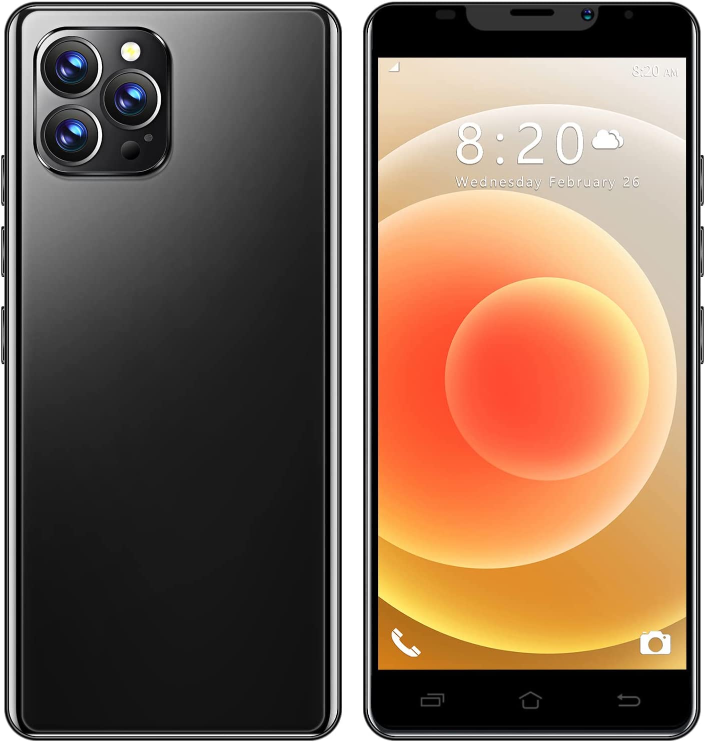 LANSXXY Smartphone Unlocked Cell Phone IP14 5.5inch HD Waterdrop Screen Black Phone 2GB/16GB Android 10 Straight Talk Phone 5000mAh 128GB Extension Dual Sim Boost Mobile Phones