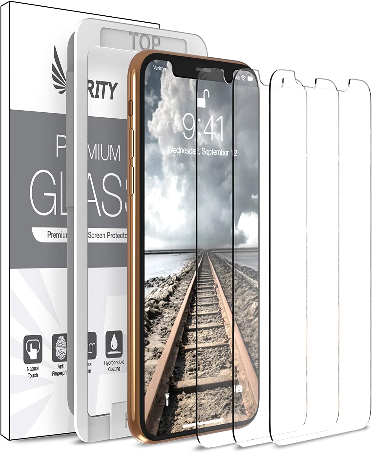 Purity Screen Protector for Apple iPhone 11 Pro/iPhone Xs/iPhone X - 3 Pack (w/Installation Frame) Tempered Glass Screen Protector Compatible iPhone XS/X/11Pro (3 Pack) [Fit with Most Cases]