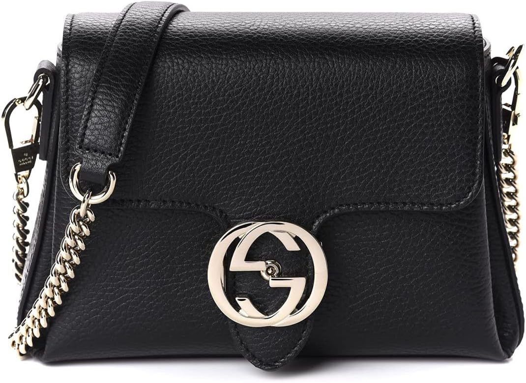 Gucci Interlocking G Black Leather Chain Shoulder Bag 510302