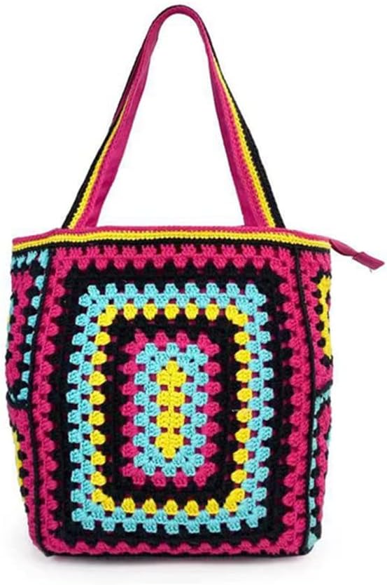 TKFDC Bohemian Crochet Women Shoulder Bags Knitting Large Tote Bag Casual Lady Handbags Big Shopper Purses Summer (Color : D, Size : 1)