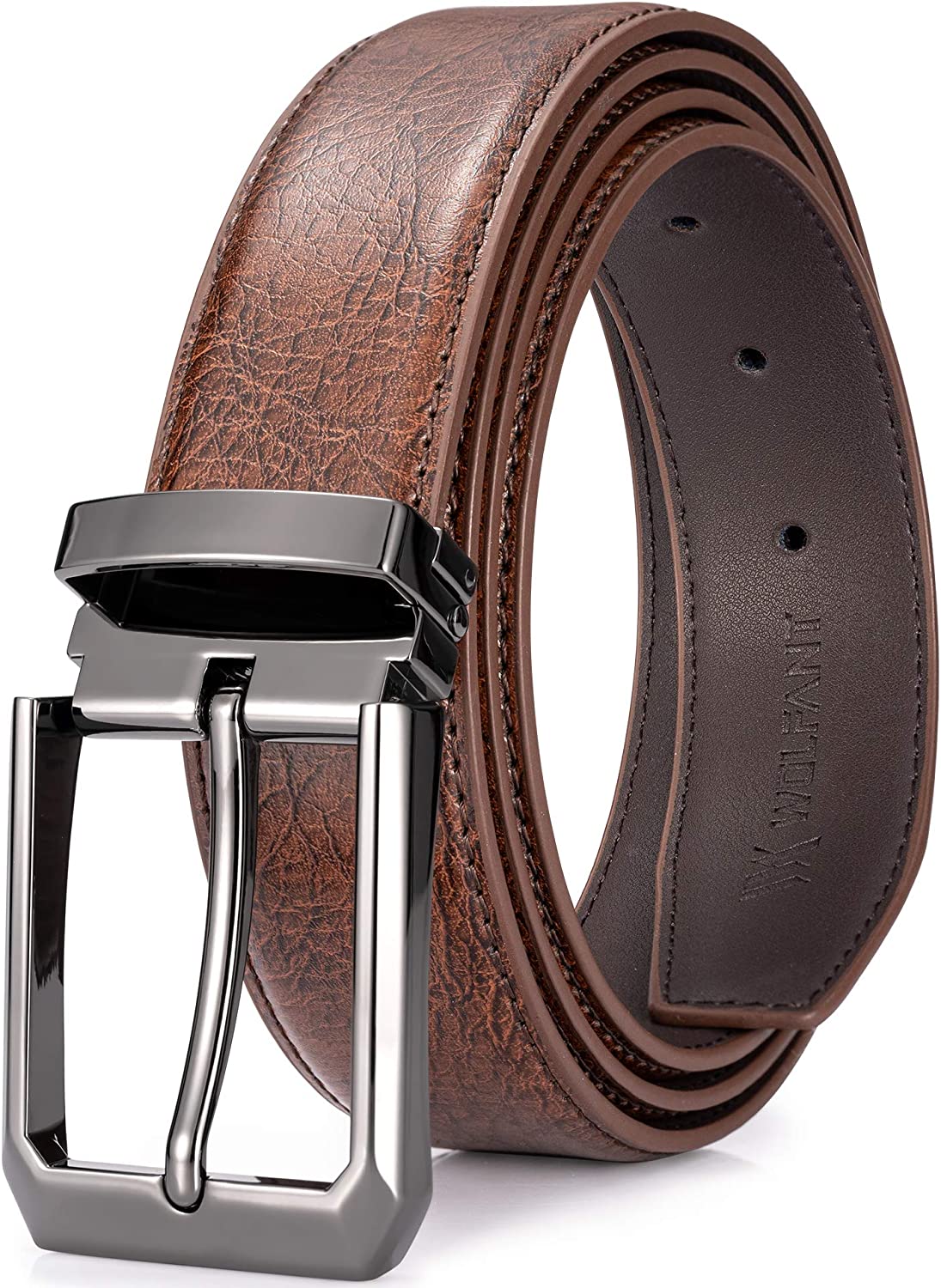 WOLFANT Men's Dress Casual Every Day Genuine Leather Belt with Single Prong Buckle