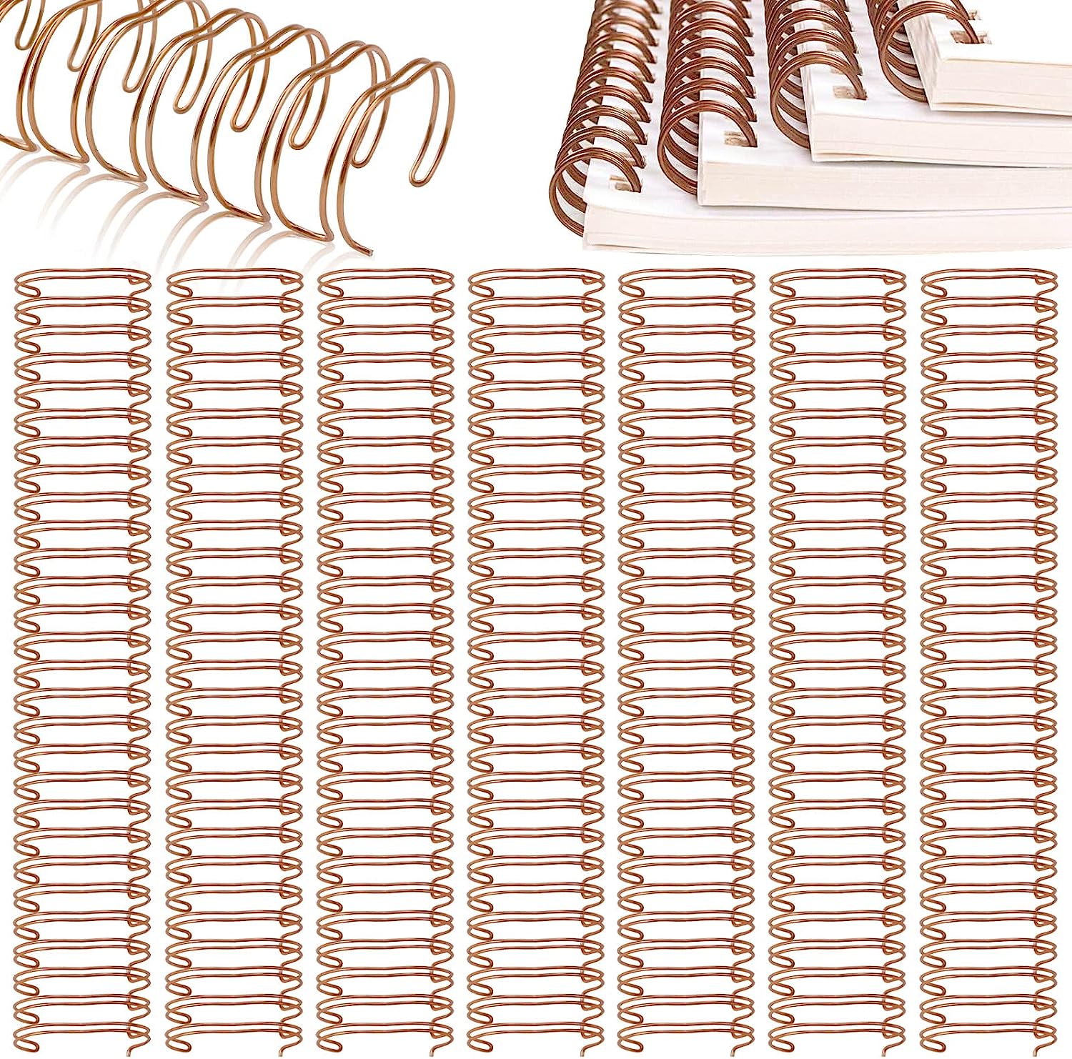 Vmiapxo 24 Pcs 1" Diameter 23 Holes Metal Double Loop Binding Wires, Large Binding Combs Spines Book Cinch Binding Machine Wire for School Office Notebook Maker (Rose Gold)