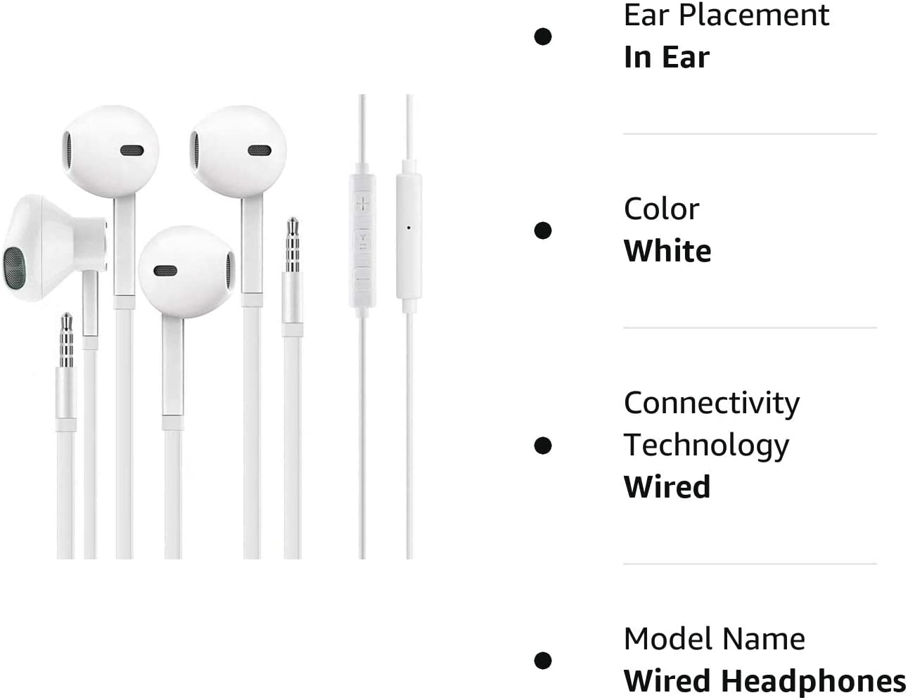 [2 Pack] WEIZY Aux Earbuds, Vize 3.5mm Wired Headphones Noise Isolating Earphones Volume Control & Built-in Microphone Compatible with iPhone/Samsung/Android/MP3/MP4