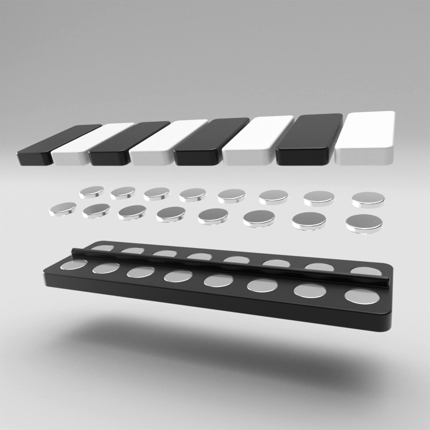 Fidget Slider Haptic Clicker Metal Fidget Sensory Toys for Adults Magnetic Office Desk Toy for Stress Autism ADHD Relief Anti-Anxiety Piano Keys, Black and White