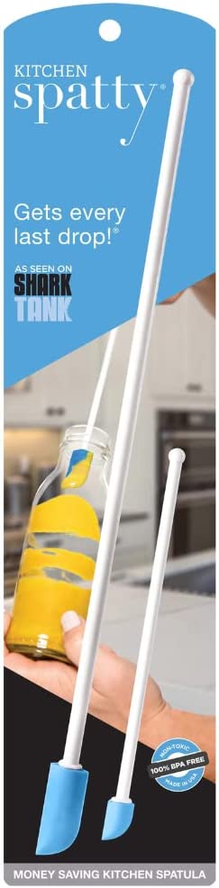 Spatty Daddy Kitchen Spatula Set (6 and 12 Inch Blue) Shark Tank Mom Made to Scrape Last Drop From Jars, Ketchup, Icing, Peanut Butter, Spreading or Mixing Gifts for Cooks, Grandma, Stocking Stuffers