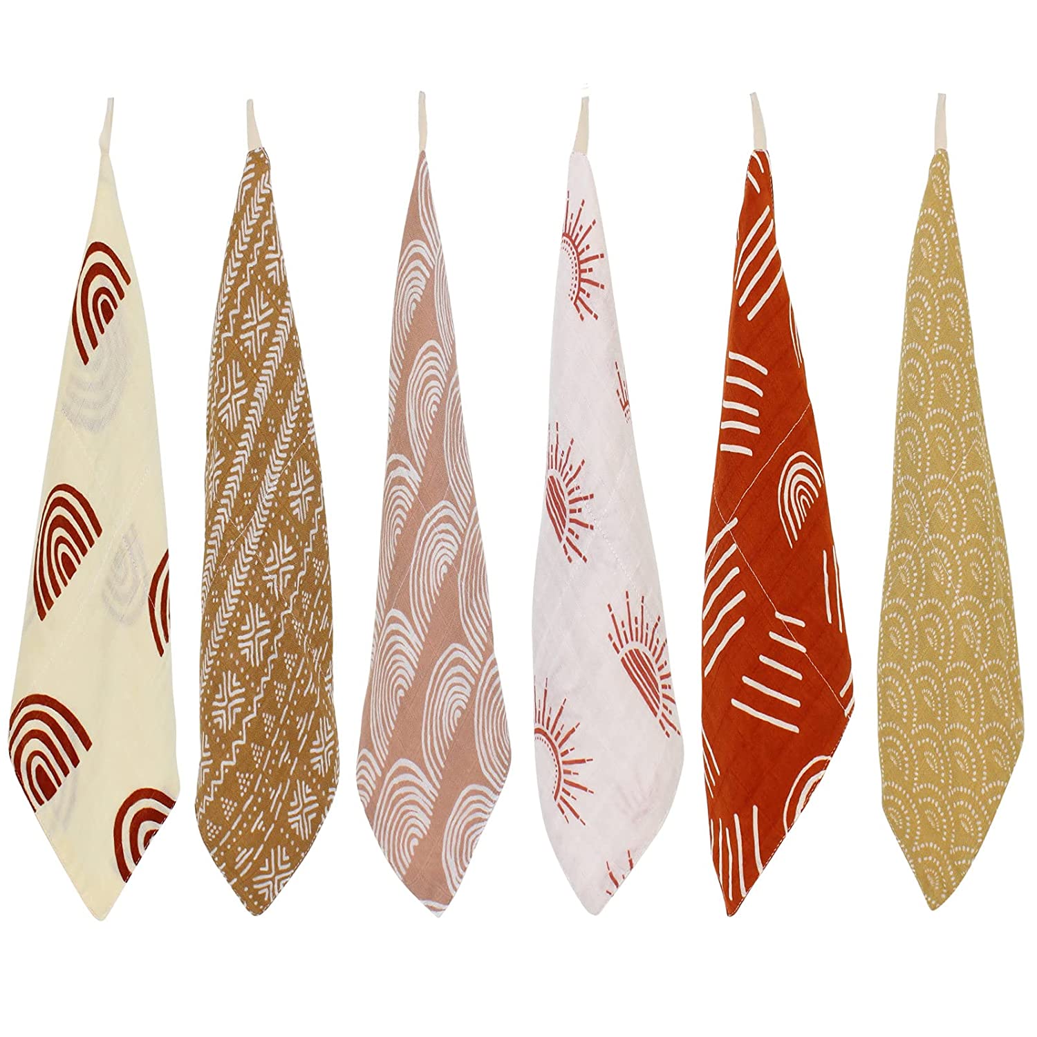 LifeTree Baby Muslin Washcloths, Soft 6 Pack Baby Wash Cloths Unisex for Boys Girls, Bamboo Cotton Bath Face Towels, Bibs for Newborn with Sensitive Skin, Perfect for Baby Registry 10.2x10.2 inches