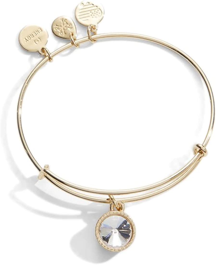 Alex and Ani Birthstones Expandable Bangle for Women, Birthday Crystal Charms, Shiny Finish, 2 to 3.5 in