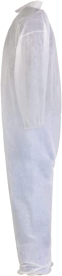 TRONEX 25 Pack Multilayer Nonwoven Disposable Coveralls with Open Ankles & Elastic Cuffs, White Disposable Jumpsuits (Large)