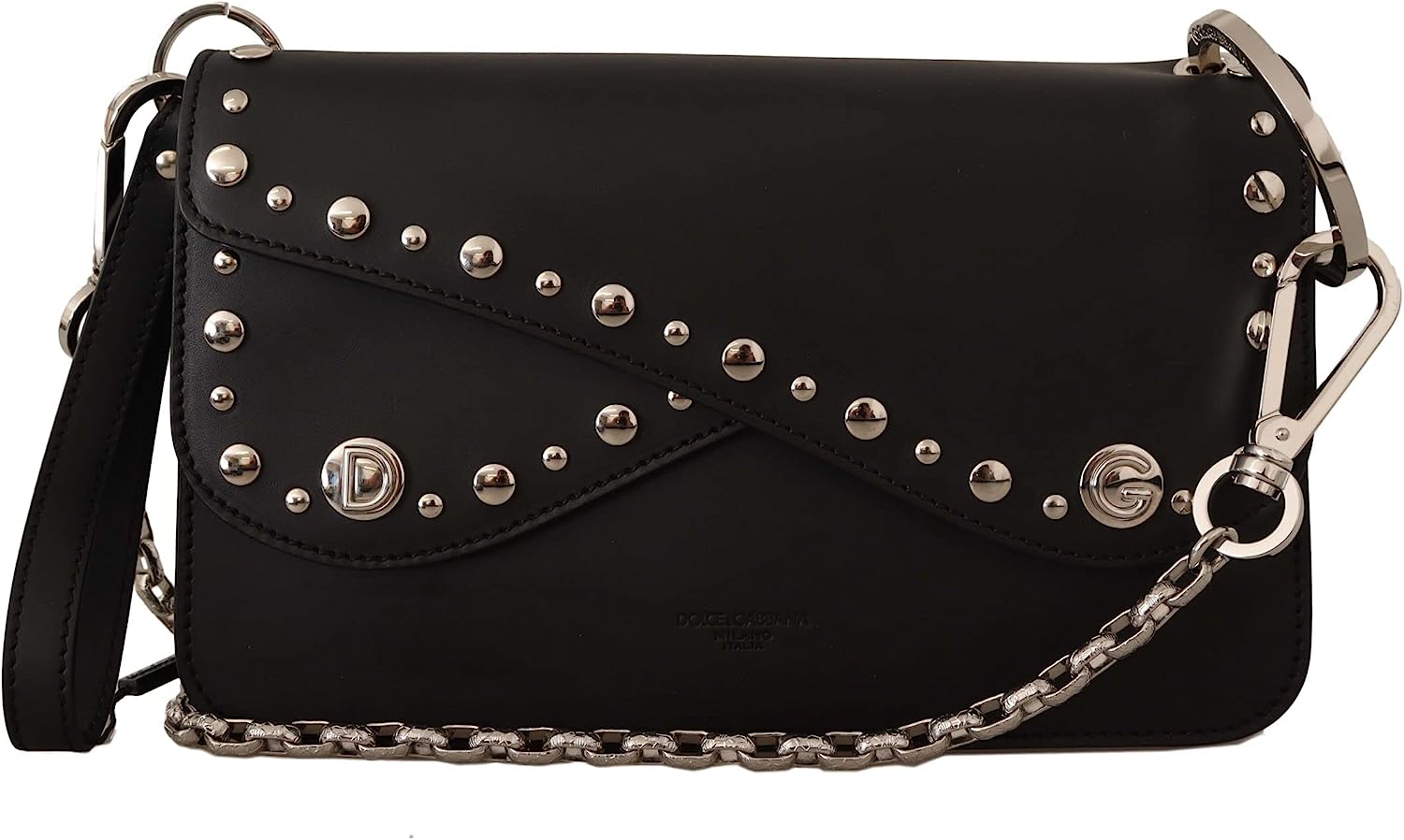Dolce & Gabbana Black Leather Shoulder Saddle Cross Body Bag