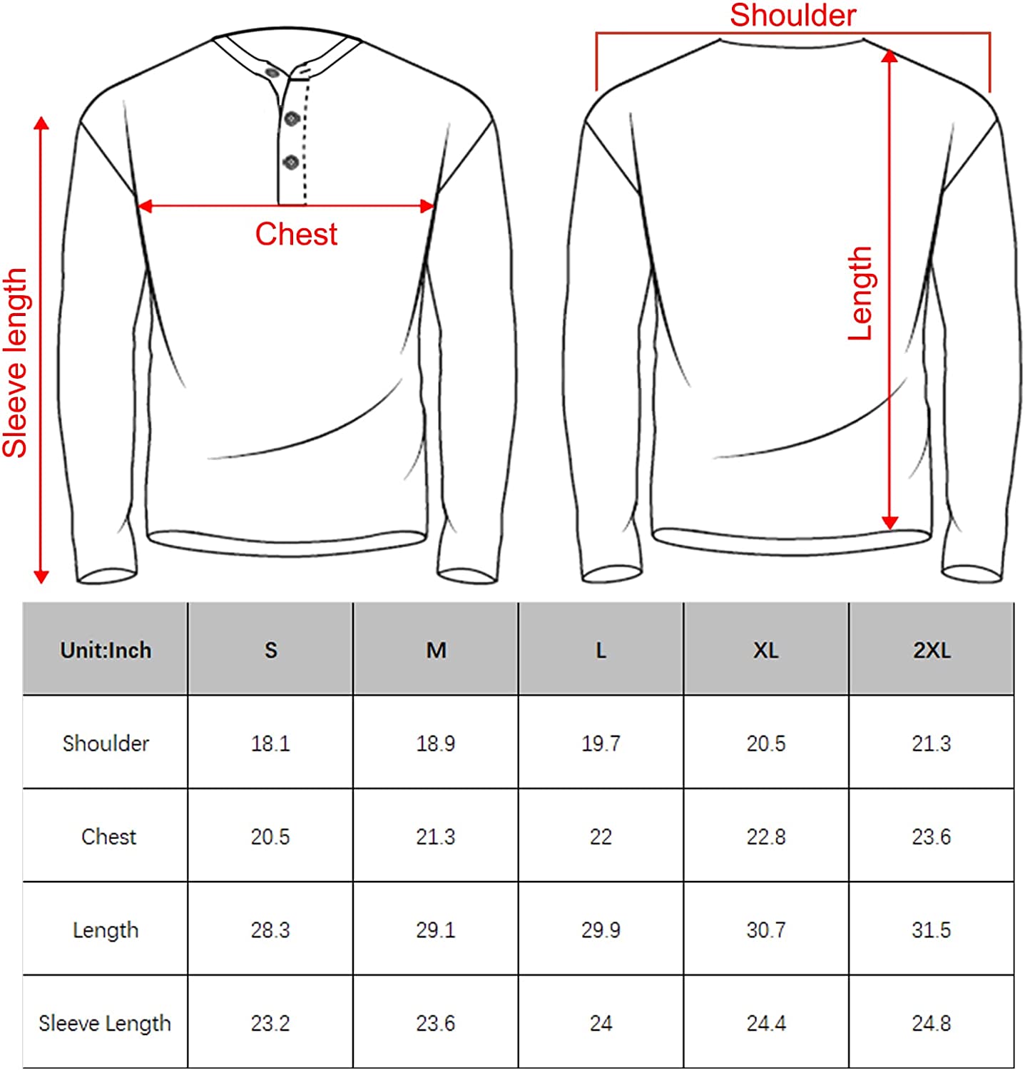 Mens Henley Long Sleeve Shirt – Casual Button Tshirt Wrinkle Free Henley Neck Pullover T Shirt Sport Tee Top