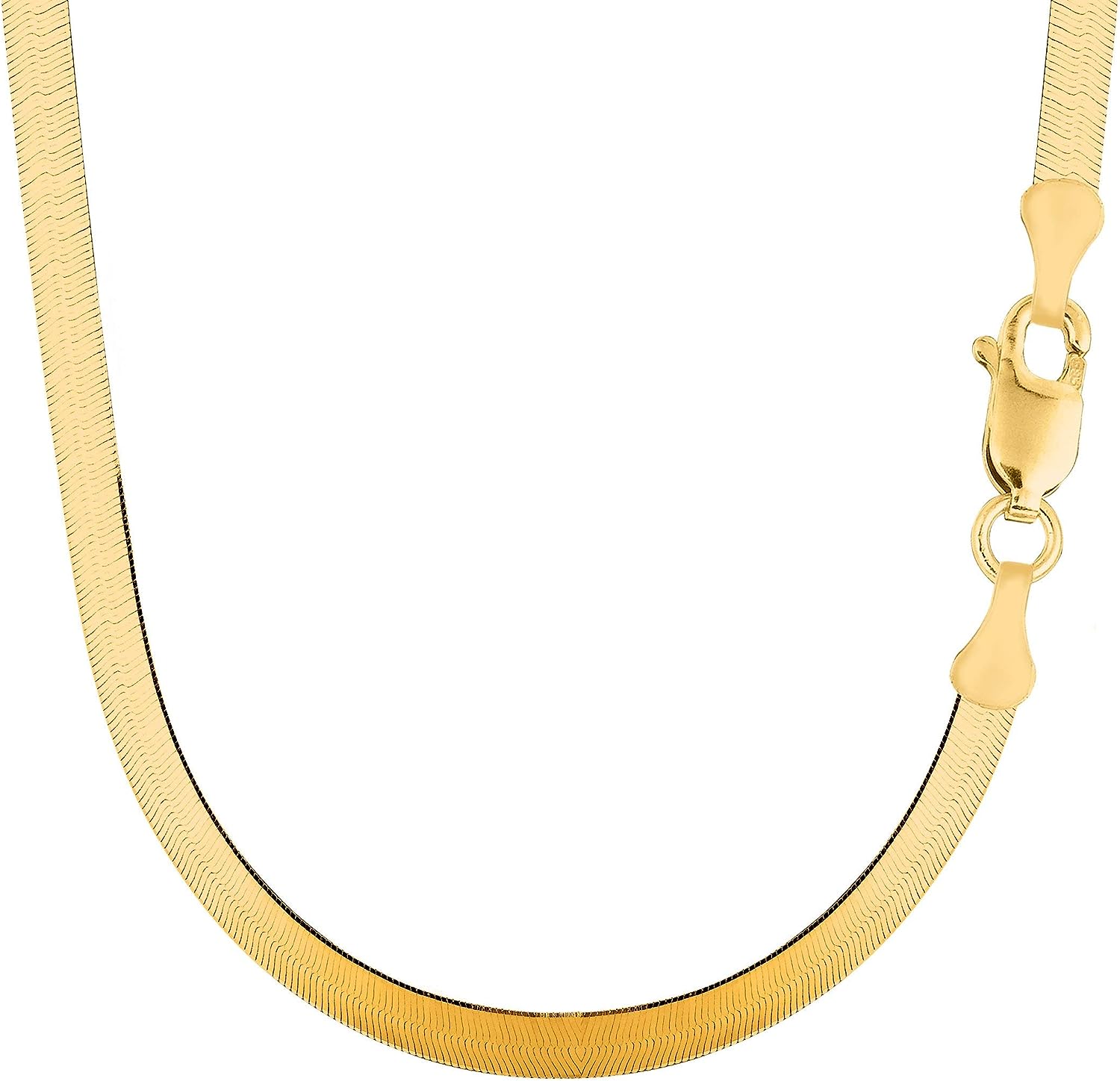 Jewelry Affairs 14k Yellow Solid Gold Imperial Herringbone Chain Necklace, 6.0mm