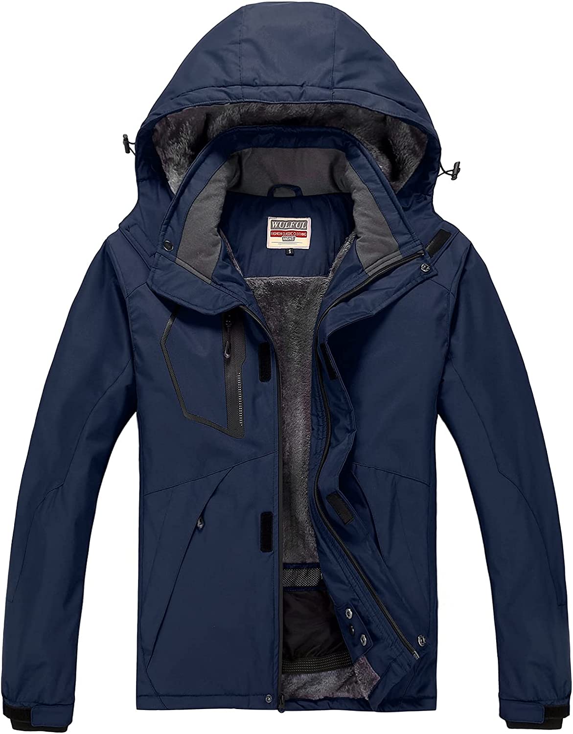 WULFUL Men's Waterproof Ski Jacket Warm Winter Snow Coat Mountain Windbreaker Hooded Raincoat